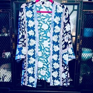 Soft Surroundings Soft Lite Weight Print Open Blazer Cover Up Size Medium